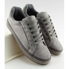 Gris BS098 Zapatillas grises con piedras 1