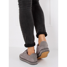 Gris BS098 Zapatillas grises con piedras 3