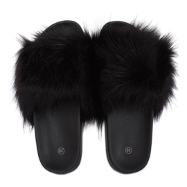Black CK77P Pantuflas de piel negras negro 5