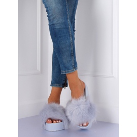 Gris CK77P Pantuflas grises con pelo 1