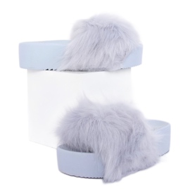 Gris CK77P Pantuflas grises con pelo 4