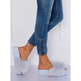 Gris CK77P Pantuflas grises con pelo 6