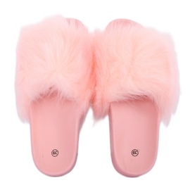Pink CK77P Pantuflas rosas con pelo rosado 4