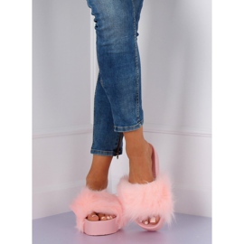 Pink CK77P Pantuflas rosas con pelo rosado 1 Pink CK77P Pantuflas rosas con pelo rosado 1