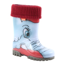 Botas para niños Demar, botas de goma con calcetín. azul gris rojo 1