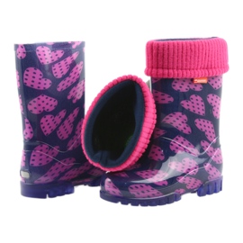 Botas de lluvia para niños demar warm sock hearts rosado azul marino 5