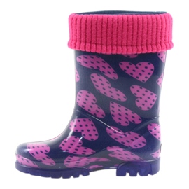 Botas de lluvia para niños demar warm sock hearts rosa azul marino 2