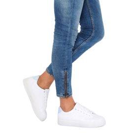Blanco LA38P Zapatillas blancas con suela alta azul 3