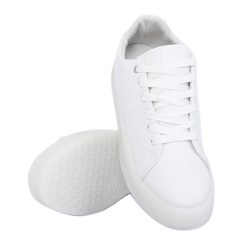Blanco LA38P Zapatillas blancas con suela alta azul 2 Blanco LA38P Zapatillas blancas con suela alta azul 2