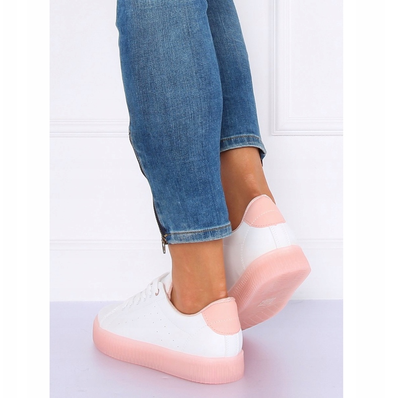 Zapatillas de suela alta blanco y rosa LA38P Rosa 1