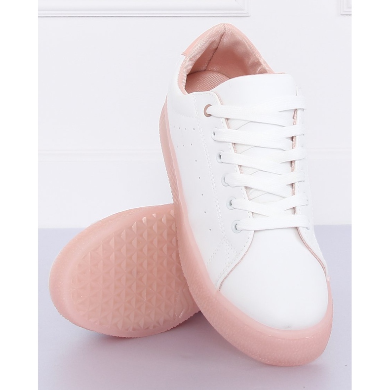 Zapatillas de suela alta blanco y rosa LA38P Rosa 2