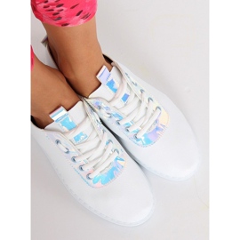Zapatillas blancas JX71P plateadas con holograma blanco 2