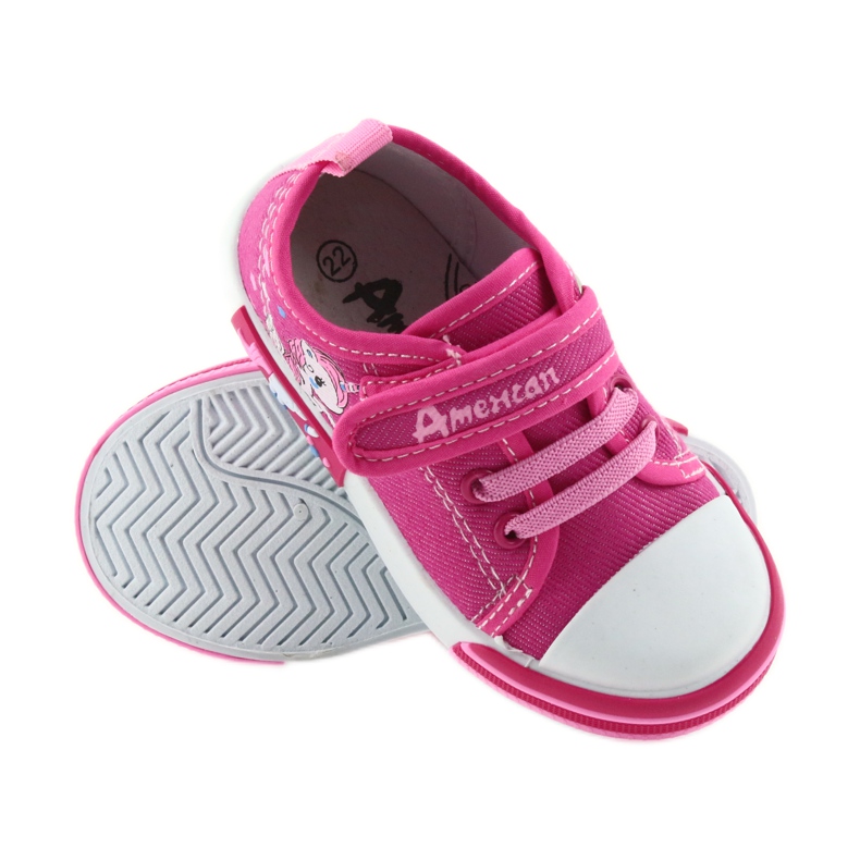 Zapatillas infantiles American Club rosa con velcro 28/19 rosado 2 Zapatillas infantiles American Club rosa con velcro 28/19 rosado 2