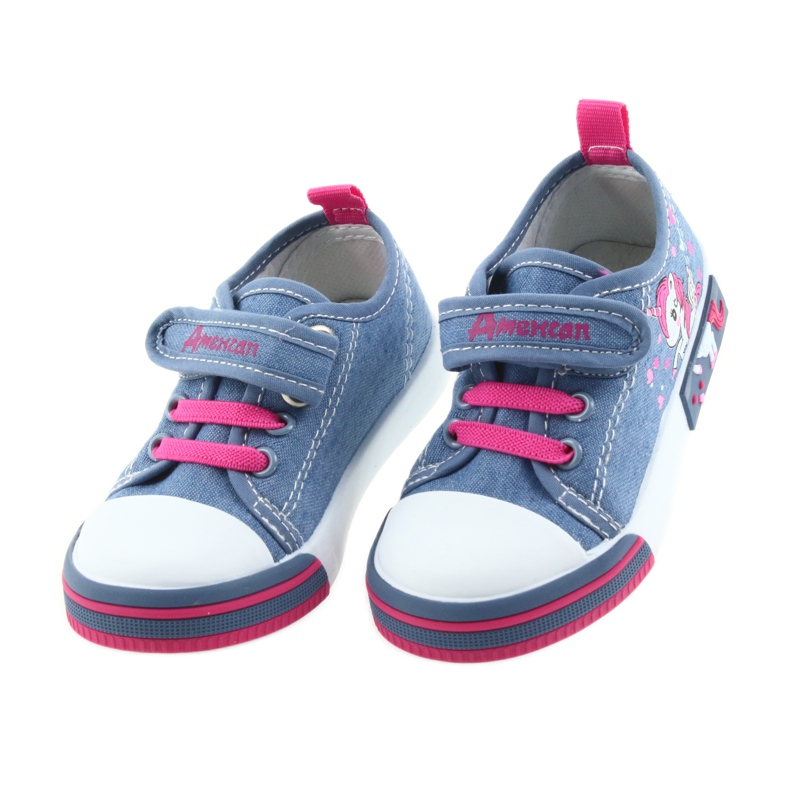 Zapatillas de niño American Club azul con velcro 28/19 rosado 4