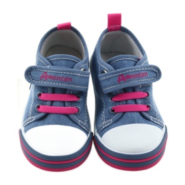 Zapatillas de niño American Club azul con velcro 28/19 rosado 3