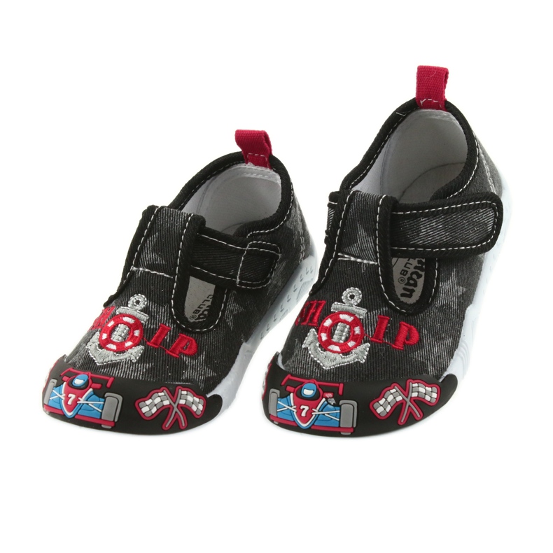 Zapatillas infantiles American Club negras con velcro 26/19 negro gris rojo 4