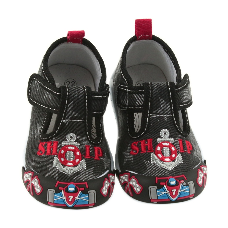 Zapatillas infantiles American Club negras con velcro 26/19 negro gris rojo 3