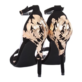 Negro Sandalias de tacón negro 708-18 Negro 6