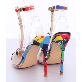 Zapatos de salón en un paño floral transparente multicolor KK06 3