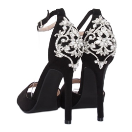 Sandalias de tacón con piedras negro 9509-502 Negro 3