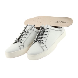 Zapatillas de cuero azul/azul marino de caprice para mujeres empatadas 23203 blanco 1
