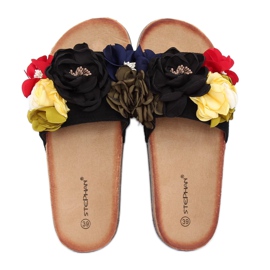 Pantuflas negras de mujer negras P-848 Black negro multicolor 3