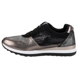 Zapatos deportivos con lentejuelas negro gris amarillo 5