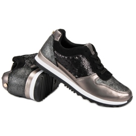 Zapatos deportivos con lentejuelas negro gris amarillo 6