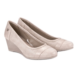 Zapatos de salón con purpurina en la cuña VINCEZA marrón 7