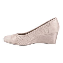Zapatos de salón con purpurina en la cuña VINCEZA marrón 5
