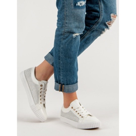 Zapatillas bajas con malla blanco 3