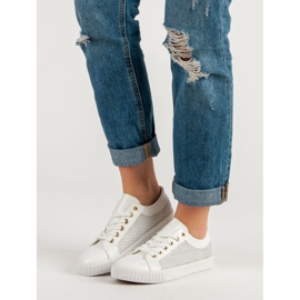 Zapatillas bajas con malla blanco 2