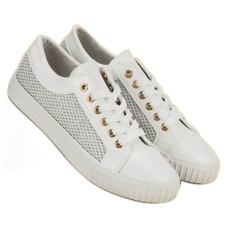 Zapatillas bajas con malla blanco 1