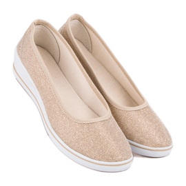 Comer Zapatillas de cuña doradas dorado 6
