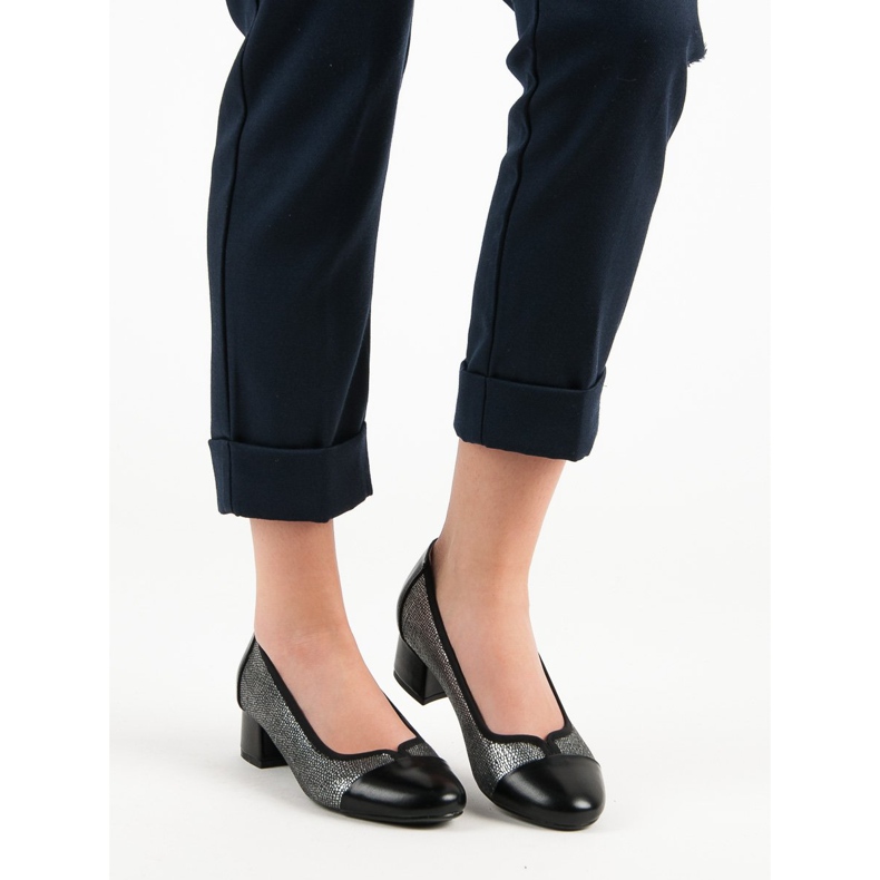 Zapatos de salón en el talón plano VINCEZA negro gris 1