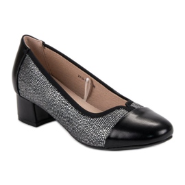 Zapatos de salón en el talón plano VINCEZA negro gris 3