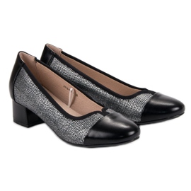Zapatos de salón en el talón plano VINCEZA negro gris 6