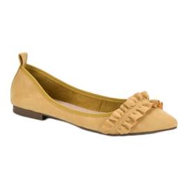 Corina Bailarinas de ante con volante amarillo 3