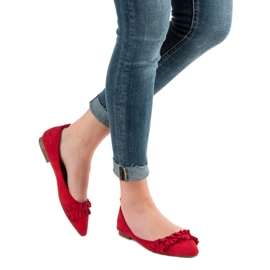 Corina Bailarinas de ante con volante rojo 2