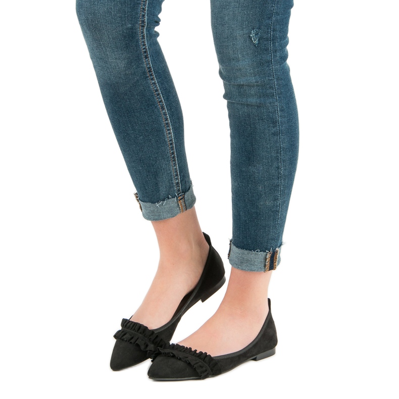 Corina Bailarinas de ante con volante negro 1