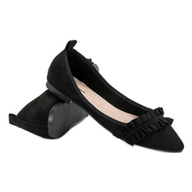 Corina Bailarinas de ante con volante negro 6