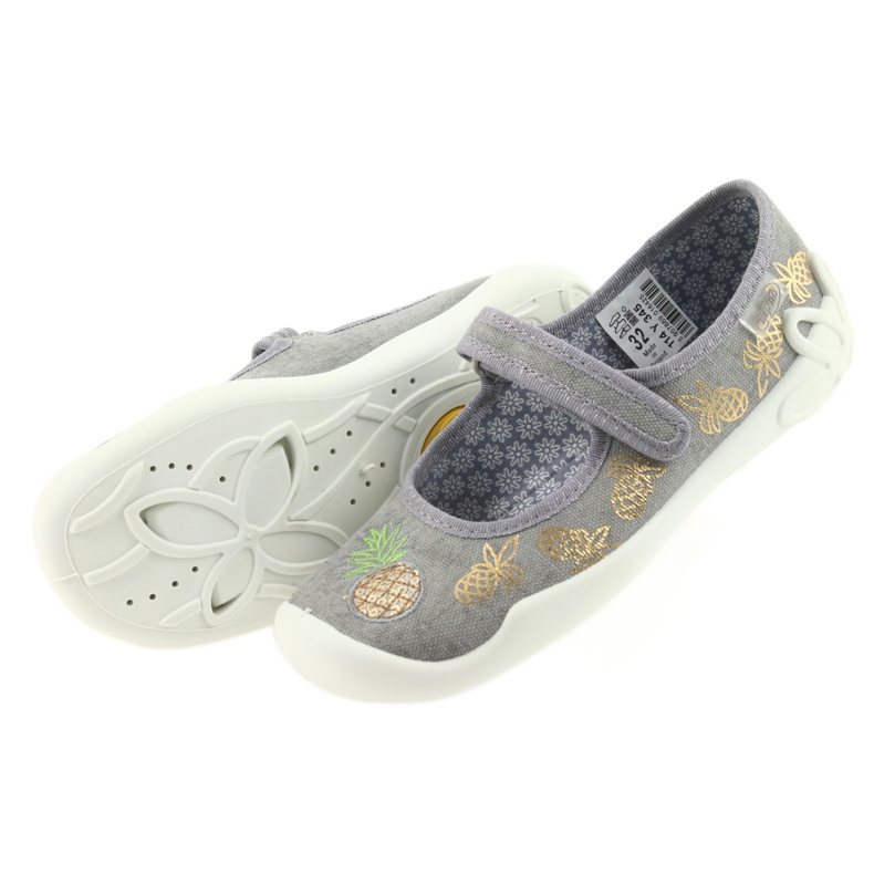 Zapatillas befado zapatillas infantiles 114Y345 velcro gris amarillo 4