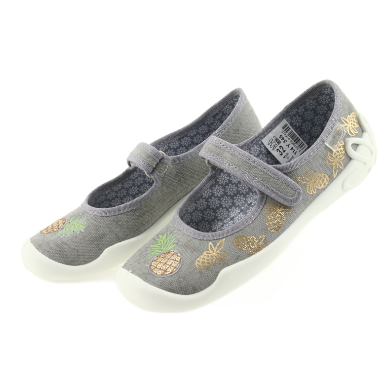 Zapatillas befado zapatillas infantiles 114Y345 velcro gris amarillo 3