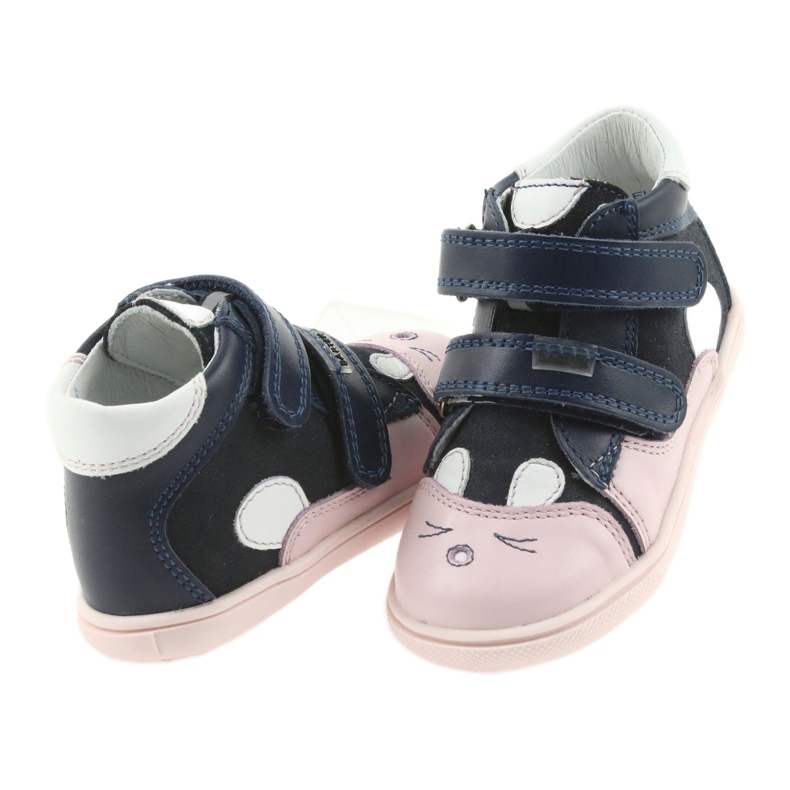 Botines zapatos infantiles cierre adhesivo conejo Bartek 11702 blanco azul marino rosado 4