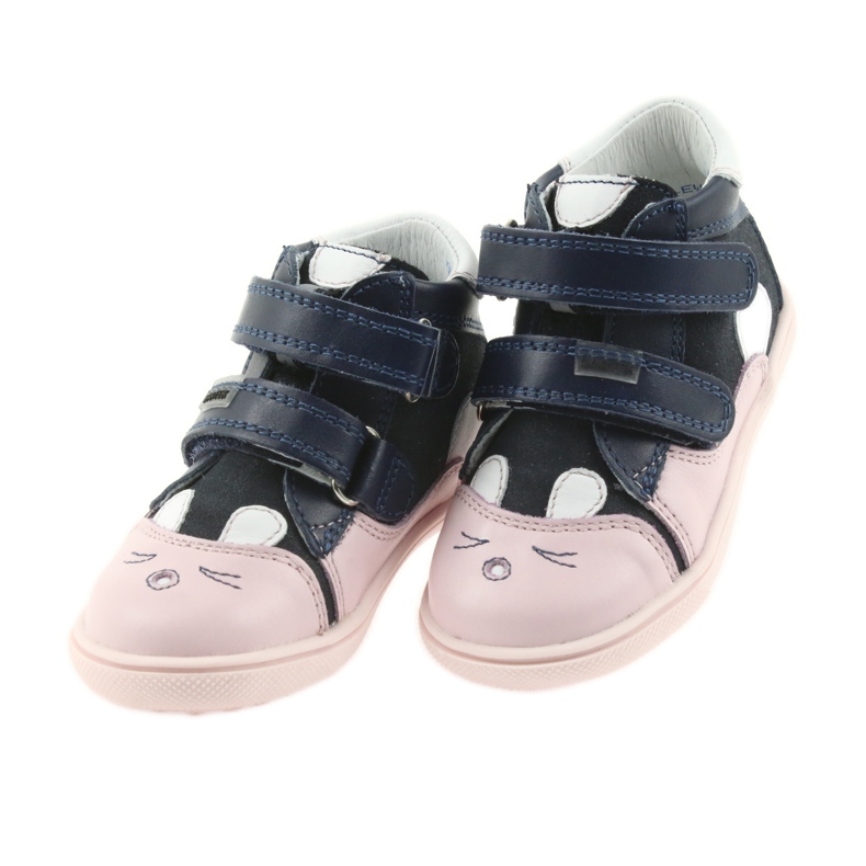 Botines zapatos infantiles cierre adhesivo conejo Bartek 11702 blanco azul marino rosado 3