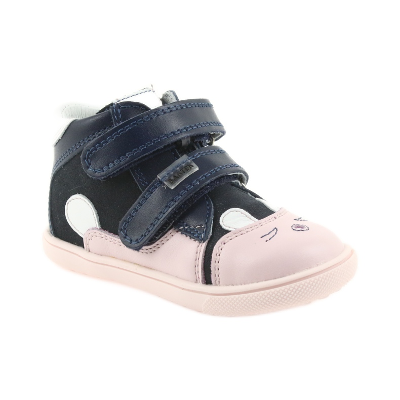 Botines zapatos infantiles cierre adhesivo conejo Bartek 11702 blanco azul marino rosado 1