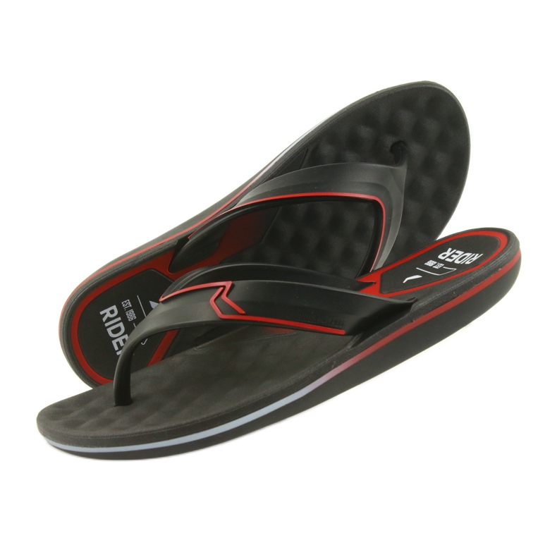 Rider 11315 chanclas de gel para hombre negro rojo 4