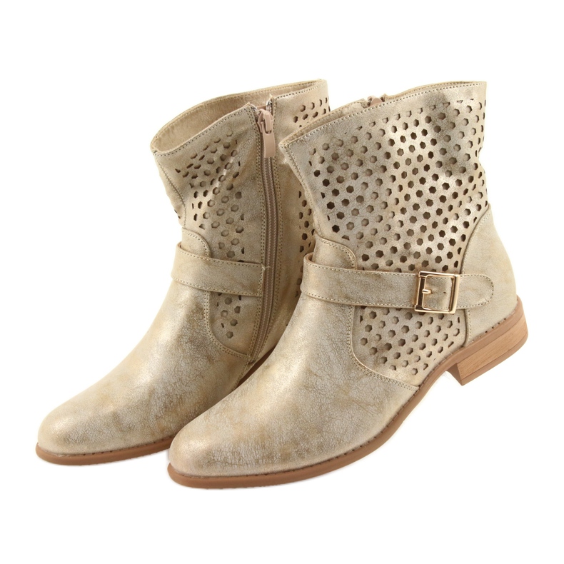 M.Daszyński Botas casual de mujer SA142 dorado marrón amarillo 2 M.Daszyński Botas casual de mujer SA142 dorado marrón amarillo 2