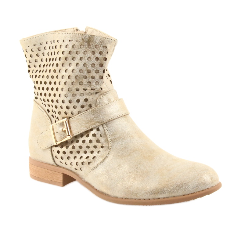 M.Daszyński Botas casual de mujer SA142 dorado marrón amarillo 1