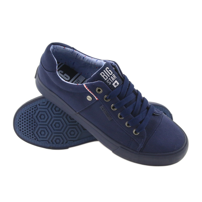 Zapatillas de hombre Big Star, azul marino atadas 174094 3